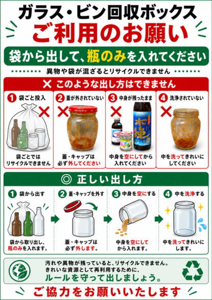 ガラス・ビン回収ボックスの正しい出し方